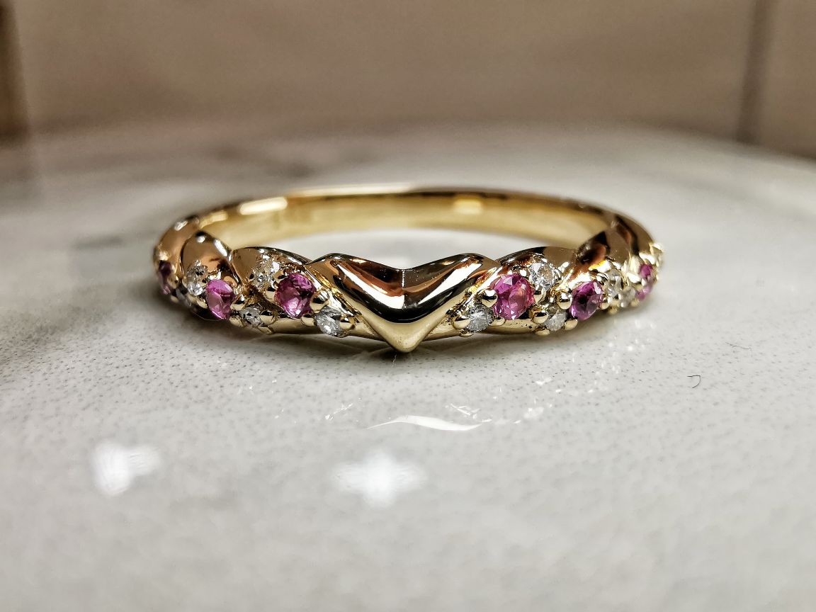 3D Custom Designed 14k Gold Ring Pink Sapphire with Diamonds